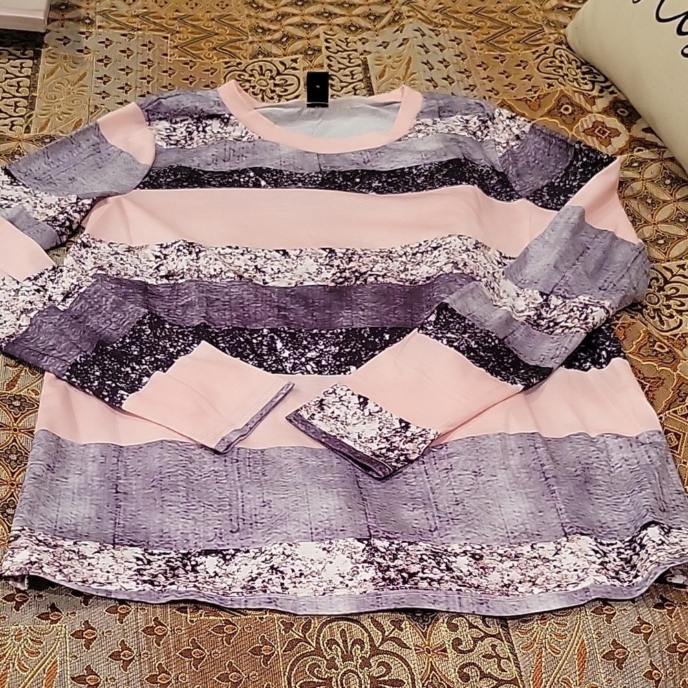 Striped Long Sleeve Top - Pink and Purple